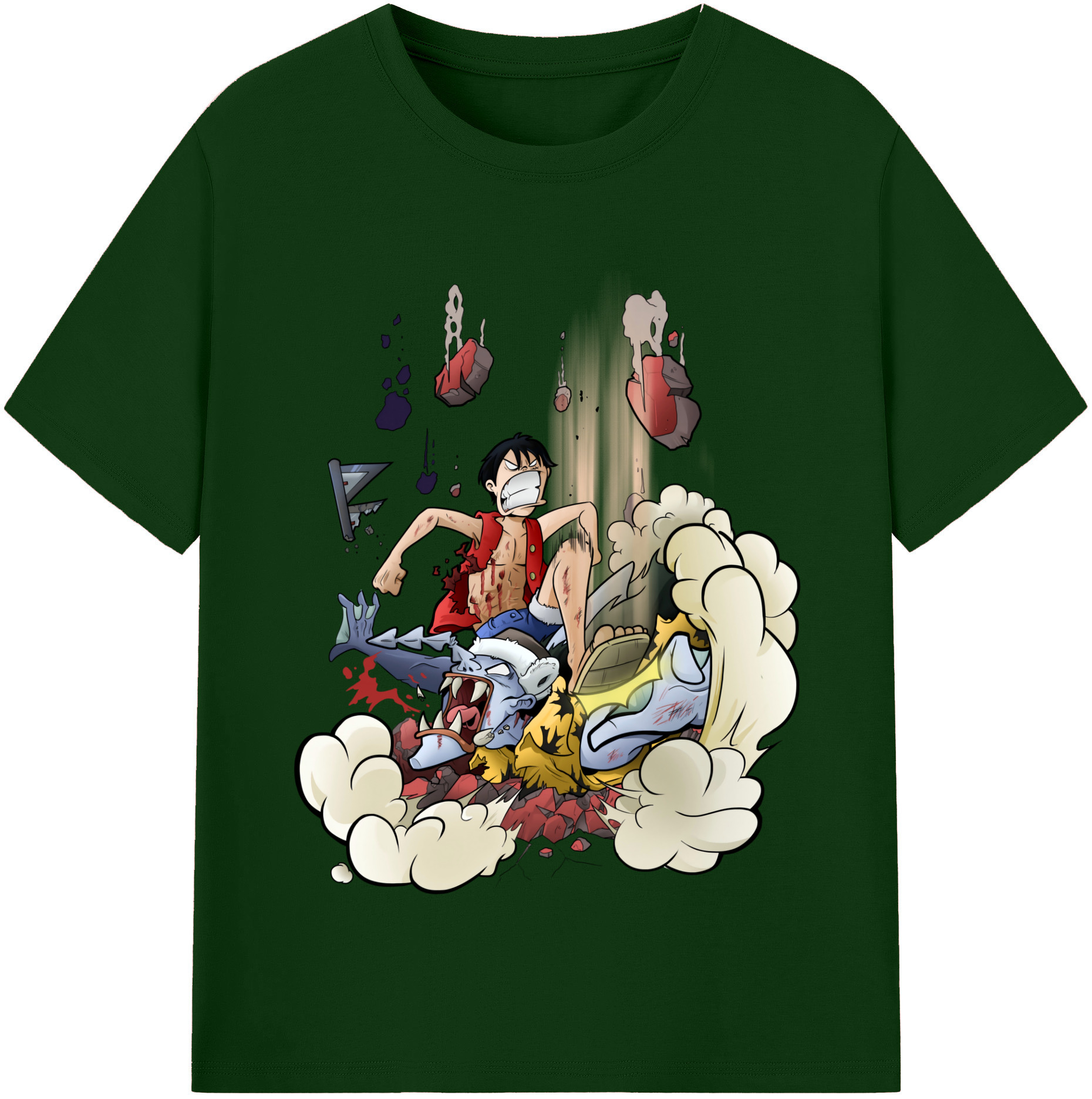 ワンピース モンキー・D・ルフィ ONE PIECE Monkey D. Luffy 綿100％半袖Tシャツ（フロントプリント）